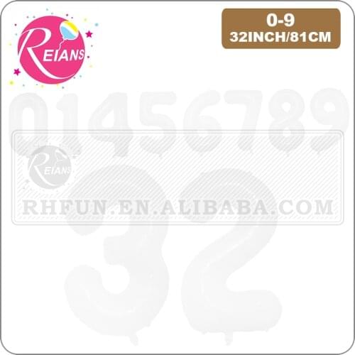 32 Inch White Digital number 0-9 Aluminum Film Balloons Wedding Anniversary Birthday baby shower Party Decoration Globos toy