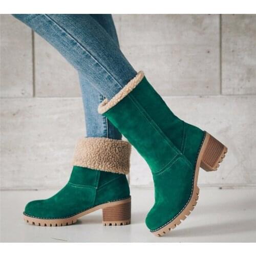 Women Winter Fur Warm Snow Boots Ladies Ankle Boot Wool Booties Casual Women Mid Boots Comfortable Women Shoes Plus Size 35-43