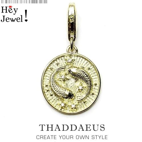 Zodiac Sign Pisces Pendant Charm For Women Men 925 Sterling Silver Jewelry Accessories Women Star Gift Fit Bracelet Party