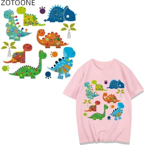 ZOTOONE Cartoon Dinosaur Set Patches Big Size Iron on Transfer for Clothes T-shirt DIY Applique Patch for Kids Vinyl Stickers H