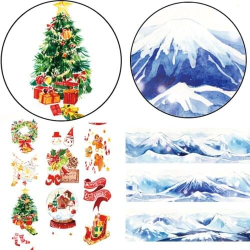 1 pcs Alideco Washi Masking Tapes Merry Christmas Snow Mountain Decorative Adhesive Tapes DIY Paper Scrapbooking Stickers