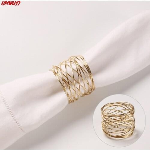 1pc High Quality Wide Round Gold Napkin Rings Metal Cross Hollow Gold Napkin Holder For Table Decoration Wedding Napkin Button