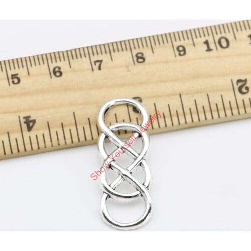 10pcs Antique Silver Plated Chinese Knot Connectors Charm Pendant Jewelry Making Findings Accessories DIY Handmade Craft 33x13mm