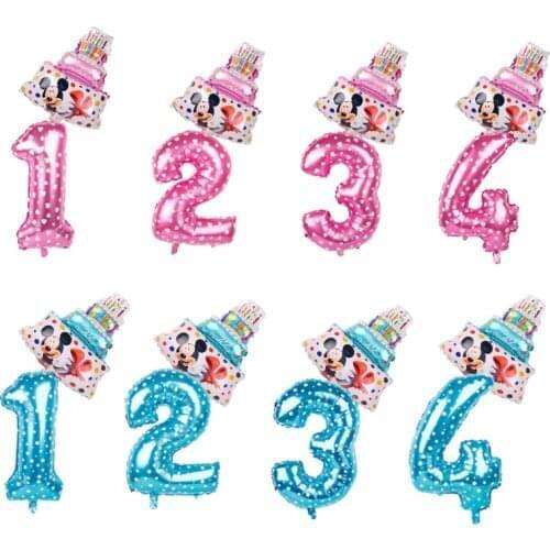 2pcs mickey minnie mouse foil balloons number foil ballons mini cake globos baby shower birthday party decor supplies kid toys