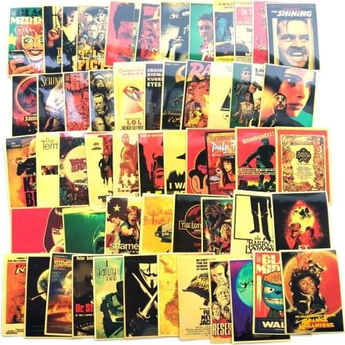 54pcs Classic Movie Stickers For Luggage Laptop Art Painting Kill Bill Pulp Fiction Poster Stickers Waterproof Skateboard Toy F4