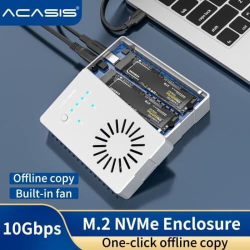 Acasis M.2 NVME SSD Case with Built-in Cooling Fan Type-C M2 NVME SSD Enclosure For M.2 NVME 2242 2260 2280 SSD