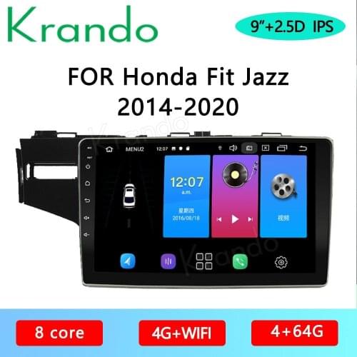 Krando Android 10.0 9" IPS Full Touch Car Multimedia Radio for Honda Fit Jazz 2014-2020 Audio DSP WIFI Navi Bluetooth Carplay