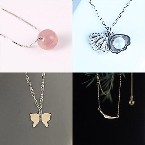 925 Sterling Silver Pin Simple design style, inlaid with pearls and gems, exquisite necklace pendant, add charm, New Year gift