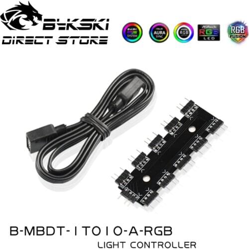 Bykski Led Strip Hub 1-10 Splitter A-RGB AURA SYNC Light Controller Convertor Expand Ports Watercooler Heat Sink B-MBDT-1TO10