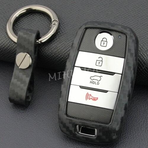 Carbon Fiber Smart Key Fob Case Cover For Kia Optima Sorento Sportage Grand Sedona Carnival Soul EV Niro