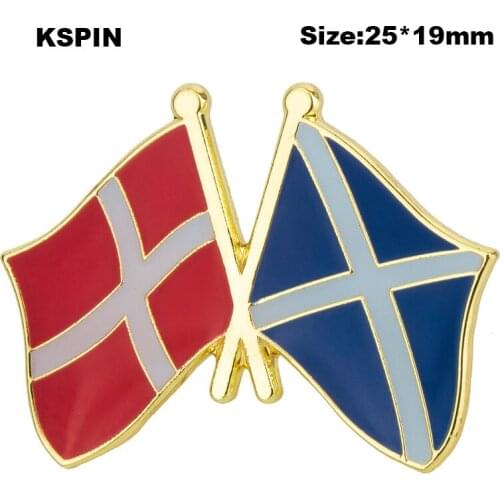 Denmark & SCOTLAND BLUE Friendship Flag Lapel Pin Flag badge Brooch Pins Badges