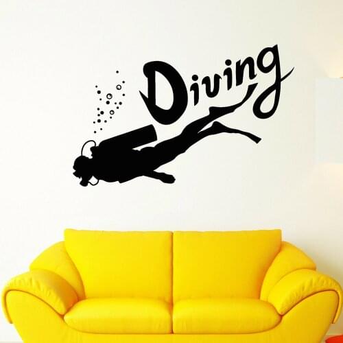 Diving Club Vinyl Wall Decals Scuba Diver Logo Modern Wall Stickers Home Decor Living Room Art Shop Window Wall Decoration Z125