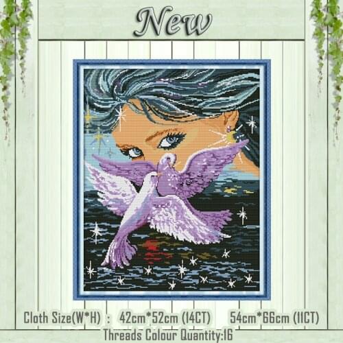 Beauty And Dove scenery decor paintings counted printed on the canvas DMC 11CT 14CT kits Cross Stitch embroidery needlework Sets