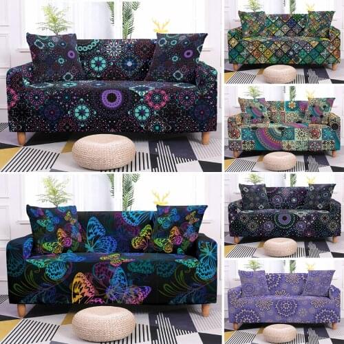 Butterfly And Flowers Pattern Elastic Armchair Covers Dust-free Sofa Cover Couch Covers for Living Room Longue Sofa Slipcover