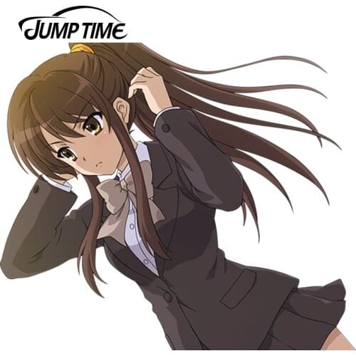 JumpTime 13cm x11.3cm Car Stickers Suzumiya Haruhi no Yuuutsu Japanese Anime Car Styling Waterproof Car Decoration Vinyl Sticker