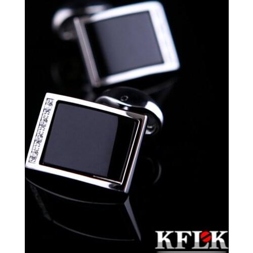 KFLK Jewelry shirt cufflink for mens Brand Crystal Fashion Cuff link Male Luxury Wedding Button High Quality Black guests
