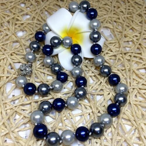 Beautiful simulated-pearl 10mm multicolor round shell charming beads diy rainbow necklace jewelry making 18 inch MY4604