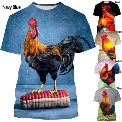Summer New Fashion Cute Animal Chicken 3D Printing T-shirt Mens and Womens Summer Casual Short-sleeved Round Neck Shirt Tops