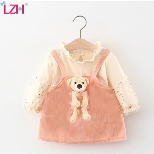 LZH 2021 Toddler Girls Clothing Autumn Dresses Girls From 0 To 3 Year Fashion Baby Girls Princess Dress For Newborn Baby Costume
