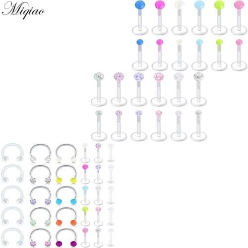 Miqiao Fashionable Simple Set Glitter Luminous Transparent Lip Nail Nose Ring Body Exquisite Piercing Jewelry