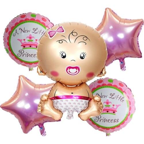 New 5pcs/lot baby shower foil Balloons Birthday Party Decorations air balls Girl Boy Birthday Helium balloon party supplies