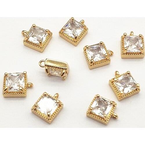New arrival! 10x8mm 50pcs Cubic Zirconia Square Charm For Handmade Necklace Earring DIY Parts Jewelry Findings & Components