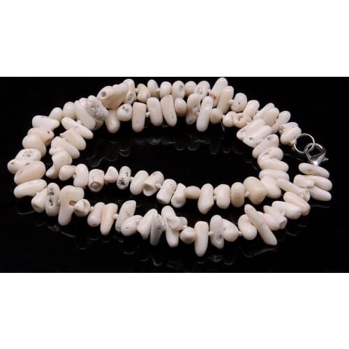 Fashion Natural Stone Coral Beads Necklace for Women Charms Jewelry Irregular White Coral Beaded Necklace Jewelry Gifts 48cm