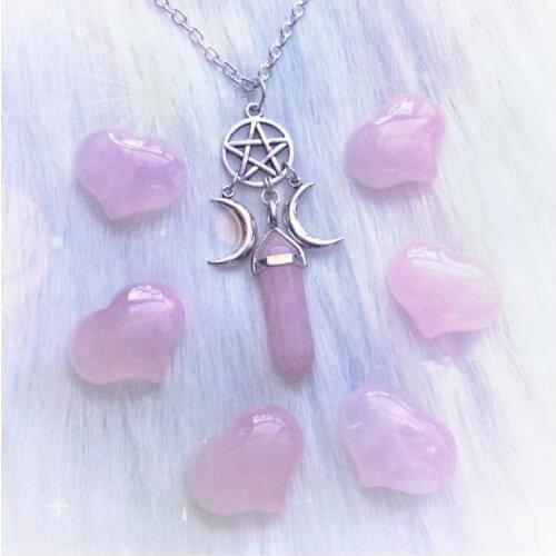 Triple Goddess Crystal Point Pentacle Moon Necklace, Moonstone Pendant Wiccan Witchcraft Collar Jewelry Women Creative Gift