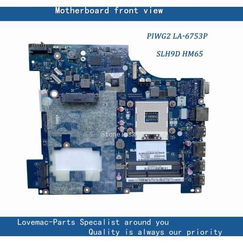 PIWG2 LA-6753P original For Lenovo Ideapad G570 Laptop motherboard G570 Mainboard SLH9D HM65 216-0774207 DDR3 100% teste
