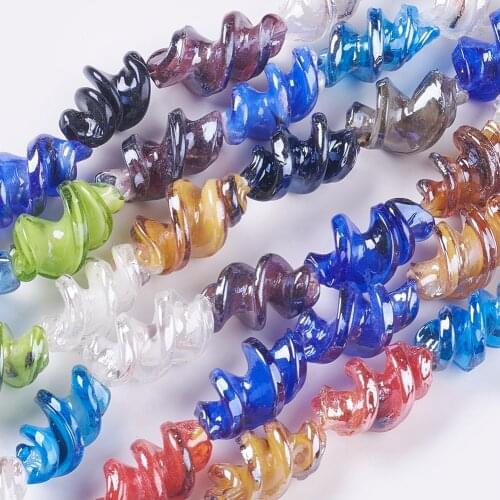 Mixed Color Twist Handmade Lampwork Beads Strands for Jewelry Making DIY, AB Color17x28mm, Hole: 2mm, 15pcs/strand