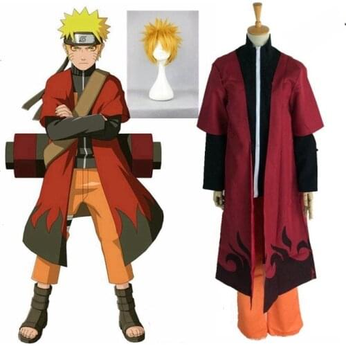 Anime Hogake Uzumaki Naru Cosplay Full Set Costume Wig 2nd Generation Type Sportswear+Pants+Cloak 3 Pieces Suit Party Clothes