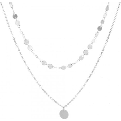 Popular Girl Fashion Necklace 2020 New Temperament Korean Handmade Sequin Collar Double Chain Necklace Womens Sales Bohemio