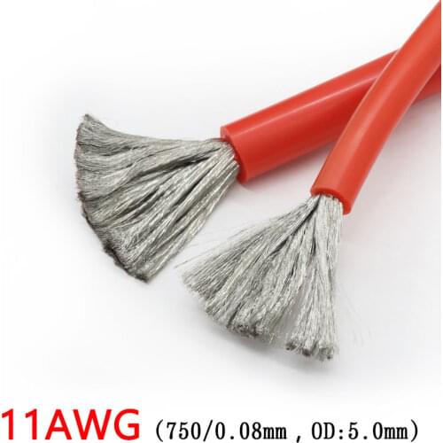 11AWG Silicone Gel Rubber Wire OD 5mm Flexible Cable High Temperature Insulated Copper Ultra Soft Electron DIY Line Colorful