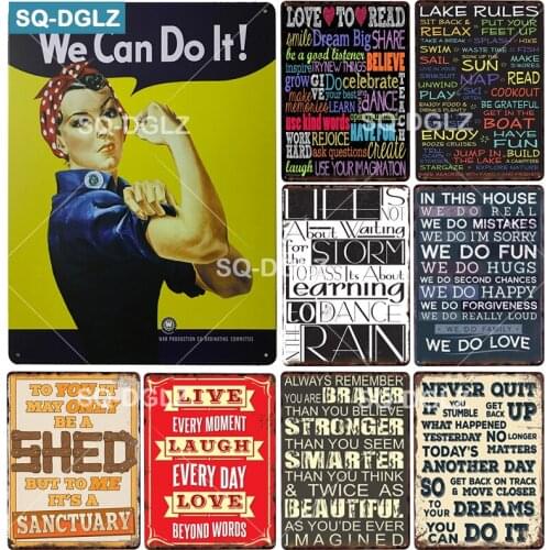[SQ-DGLZ] Life Metal Sign Vintage Metal Plaque Plate Wall Decor Tin Signs We Can Do It Poster Gift