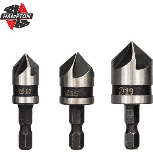 5 Flute Chamfer Drill Bit 82 Degree Countersink Drill Bit Woodworking Drill Bit Round/Hex Shank Chamfering Cutter For Power Tool