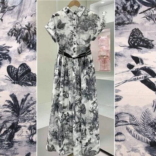 Summer Thin 100D Chiffon Fabric Butterfly Printed Soft Chiffon Tissu Cloth Chiffon For Sewing Women Long Beach Dress DIY Cloth