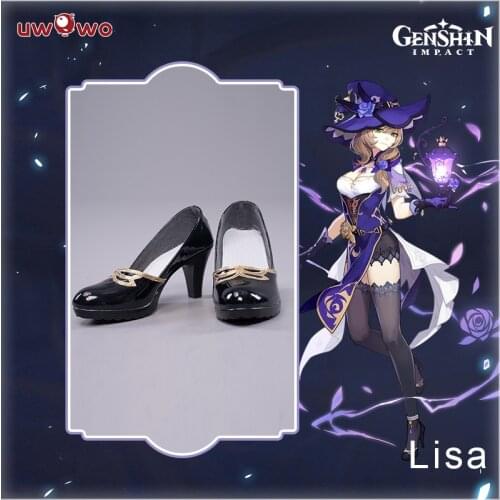 Pre-sale UWOWO Game Genshin Impact Cosplay Lisa Witch of Purple Rose The Librarian Cosplay Shoes Cosplay Boots
