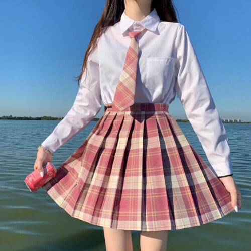 Zoki Pink Sweet Women Plaid Skirt JK Girls Preppy Dance Mini Pleated Skirt A Line Harajuku Japan School Fashion Tie Bow Skirt
