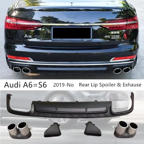 Rear Lip Spoiler & Exhause For Audi C8 A6 = S6 2019 2020 2021 High Quality PP Bumper Diffuser Car Modification Accessories