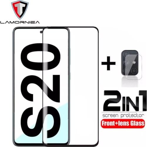 2 IN1 For Samsung Galaxy S21 S20 Ultra Protective Glass For Samsung S20 S21 Plus Screen Protector Add Camera Lens Tempered Glass