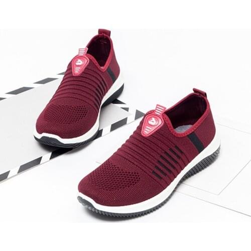 New Women Flats Sneakers Casual Woman Knitting Mesh Slip on Ladies Comfort Platform Womens Running Shoes Female Spring 2021