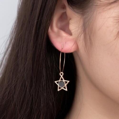 2019 New Fashion Simple Pendant Earrings Personality Temperament Exaggerated Shining Five-pointed Star Ladies Earrings Wholesale