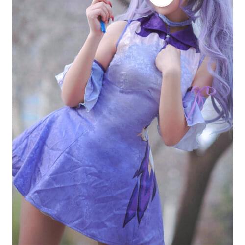Chinese Style Cheongsam Anime Women Dress Game Genshin Impact Cosplay Costume Project Keqing COS Sexy Qipao Girl Clothes