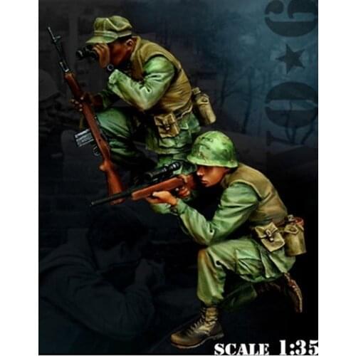 1/35 scale Vietnam War US Army Sniper Watch 2 people miniatures Resin Model Kit figure Free Shipping
