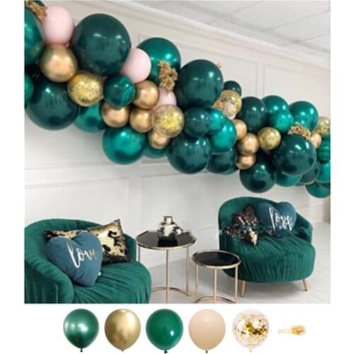 10/20pcs 5/10/12inch Dark green Balloon Garland golden helium baloon birthday party decor adult wedding supplies