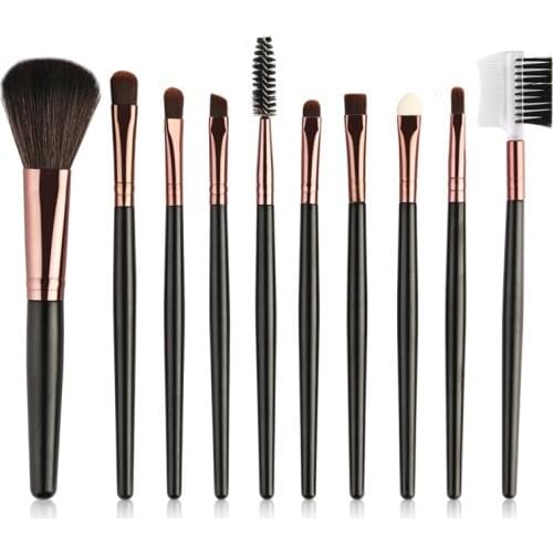 10pcs Professional Makeup Brushes Set Foundation Eye Shadow Powder Blending Blush Eyebrow Comb Eyelash Lip Brush drop shipping