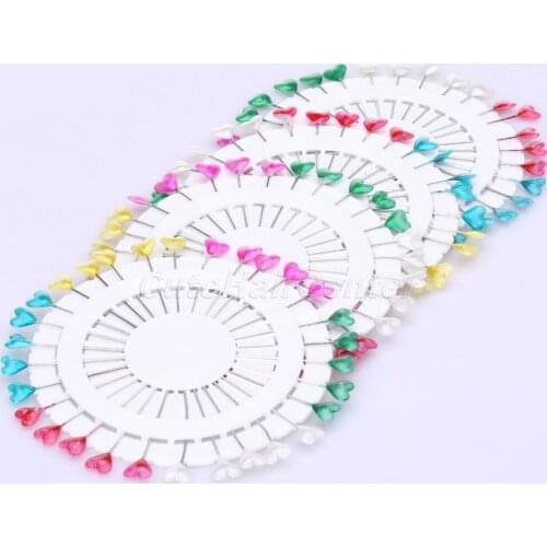 120PCS/4sets Sewing Pins Needles Assorted Colors Embellishment Pin Faux Pearl Heart Pins Decoration Pins Embroidery Tools
