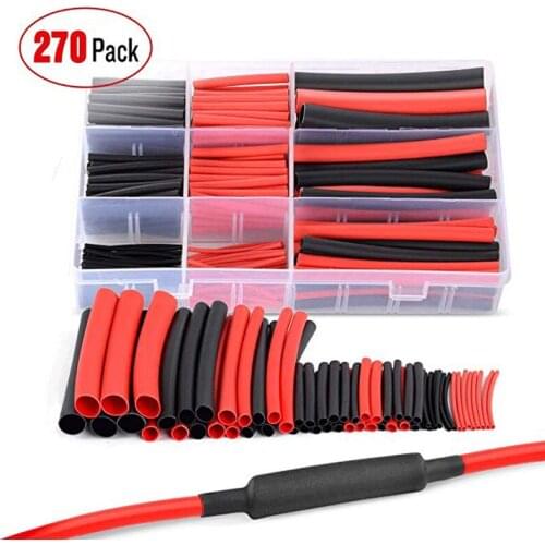 270pcs Boxed 3:1 Red Black Heat Shrinkable Pipe Set High Temperature Flame Retardant Heat Shrinkable Insulating Pipe Set