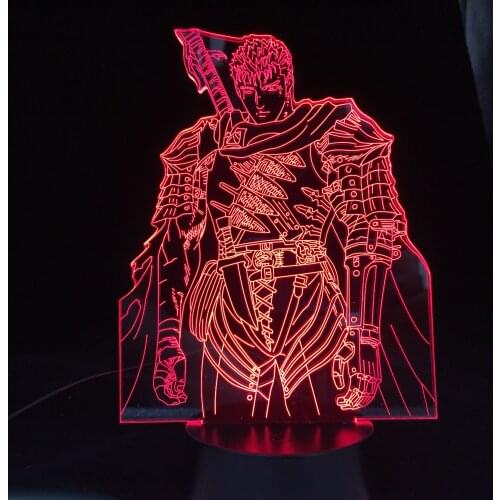 Berserk 3d Lamp Guts Anime Lamp Nightlight Kids Child Girls Bedroom Decor Light Manga Gift 16 Colors Night Light Lamp Dropship