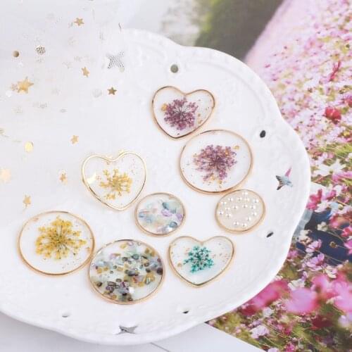 PURPLEGRAPE DIY Earrings Pendant Material Jewelry Accessories Epoxy Transparent Eternal Flower Pearl Round Love 4pcs